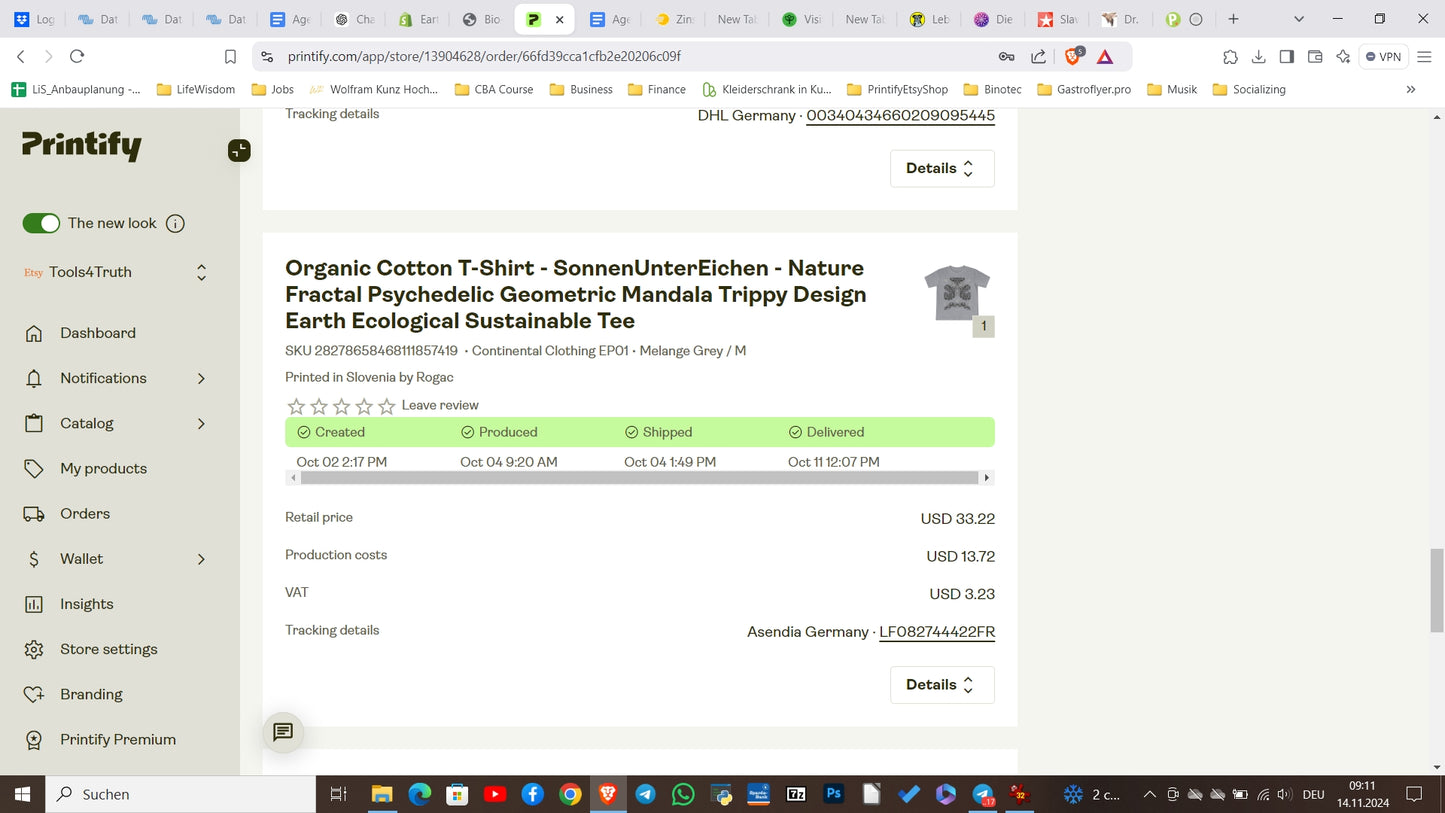 Bio-Baumwoll Shirt - Eichen Fraktal