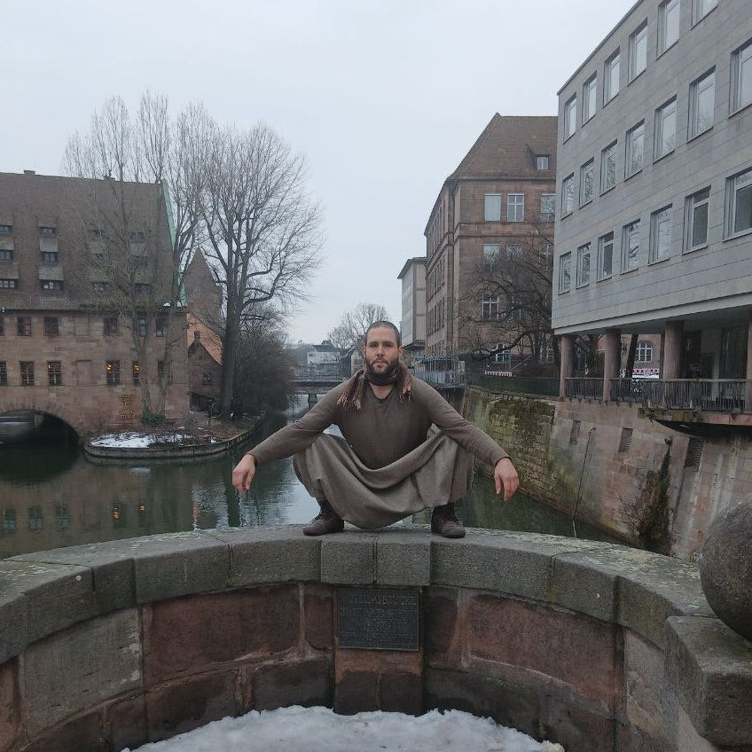 Ökologische robuste Pumphose Aladinhose Haremshose Sarouelhose Naturfarben